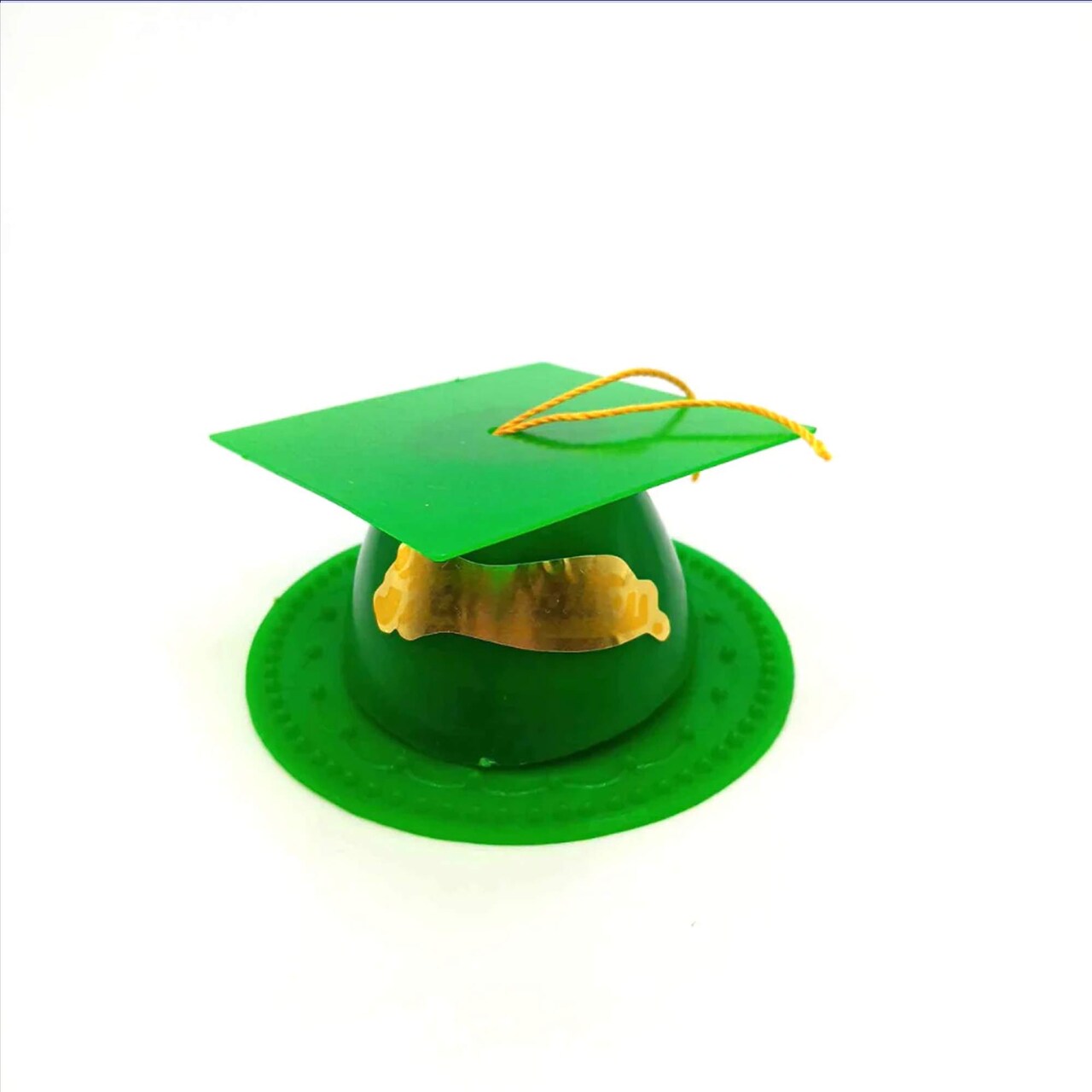 24 Count Graduation Cap Cake Topper Durable Plastic Party Decoration Green 3.5 Inch